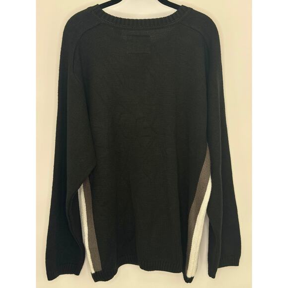 Vintage Bugle Boy Men M Sweater Black/Gray/White Colorblock - Picture 2 of 4